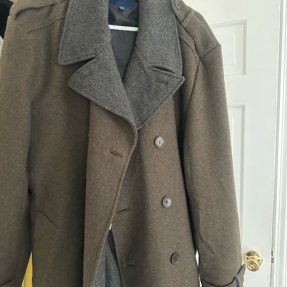 Cole Haan Men's Brown Wool Pea Coat - Picture 4 of 6